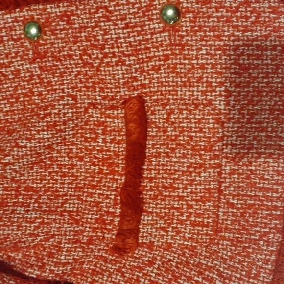 Talbots Womens Blazer Jacket Red Wool Tweed Fringe Christmas Holiday Size 10 - Picture 4 of 8